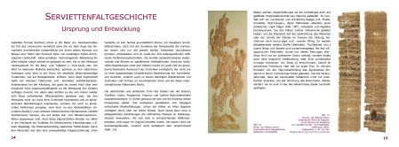 3.b) Fertiges Buchlayout in Din-A4-Querformat mit Farbabbildungen. Auszug aus Joan Sallas: Gefaltete Schönheit. Die Kunst des Serviettenbrechens (2010)